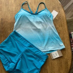 NIKE Tankini Set 2 pcs Aqua Blue Swimsuits size M